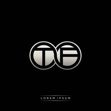 İlk harf bağlı daire sermaye monogramı logosu modern şablon altın rengi versiyonu siyah arkaplan üzerinde izole