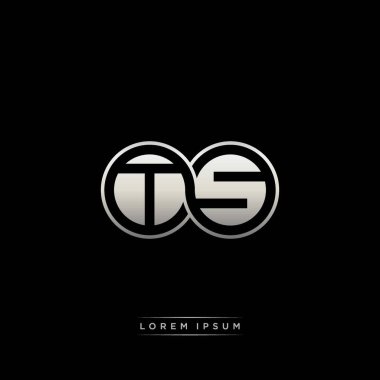 İlk harf bağlı daire sermaye monogramı logosu modern şablon altın rengi versiyonu siyah arkaplan üzerinde izole