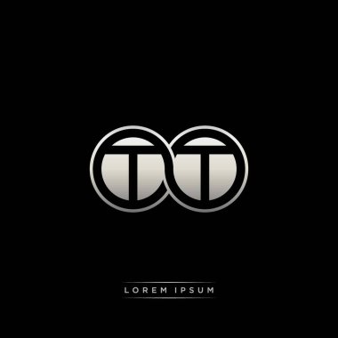 İlk harf bağlı daire sermaye monogramı logosu modern şablon altın rengi versiyonu siyah arkaplan üzerinde izole