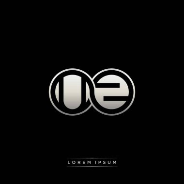 İlk harf bağlı daire sermaye monogramı logosu modern şablon altın rengi versiyonu siyah arkaplan üzerinde izole