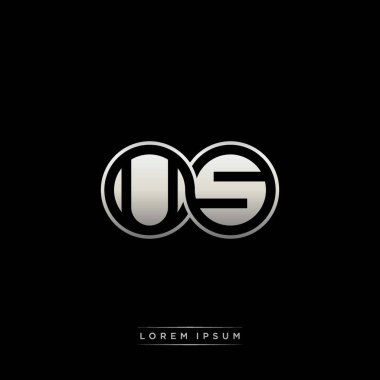 İlk harf bağlı daire sermaye monogramı logosu modern şablon altın rengi versiyonu siyah arkaplan üzerinde izole