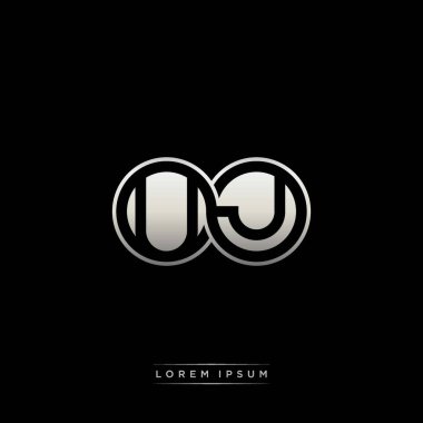 İlk harf bağlı daire sermaye monogramı logosu modern şablon altın rengi versiyonu siyah arkaplan üzerinde izole