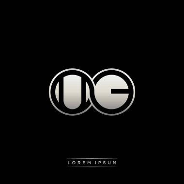 İlk harf bağlı daire sermaye monogramı logosu modern şablon altın rengi versiyonu siyah arkaplan üzerinde izole