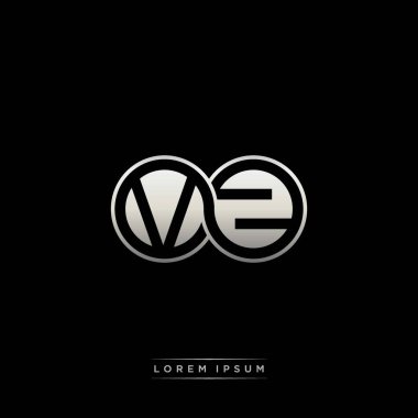 İlk harf bağlı daire sermaye monogramı logosu modern şablon altın rengi versiyonu siyah arkaplan üzerinde izole