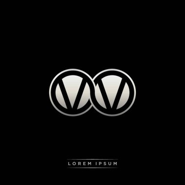 İlk harf bağlı daire sermaye monogramı logosu modern şablon altın rengi versiyonu siyah arkaplan üzerinde izole