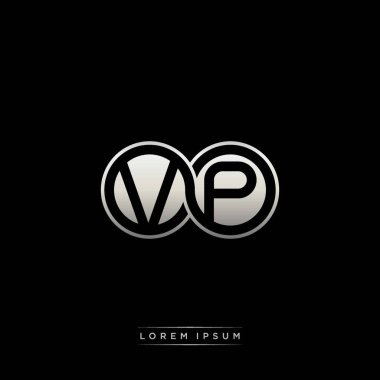 İlk harf bağlı daire sermaye monogramı logosu modern şablon altın rengi versiyonu siyah arkaplan üzerinde izole