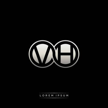 İlk harf bağlı daire sermaye monogramı logosu modern şablon altın rengi versiyonu siyah arkaplan üzerinde izole