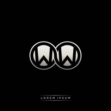 İlk harf bağlı daire sermaye monogramı logosu modern şablon altın rengi versiyonu siyah arkaplan üzerinde izole