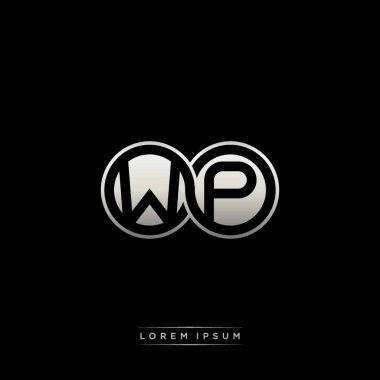 İlk harf bağlı daire sermaye monogramı logosu modern şablon altın rengi versiyonu siyah arkaplan üzerinde izole