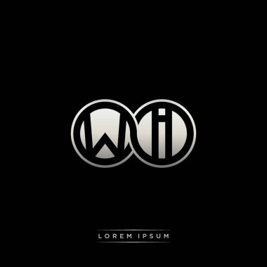 İlk harf bağlı daire sermaye monogramı logosu modern şablon altın rengi versiyonu siyah arkaplan üzerinde izole