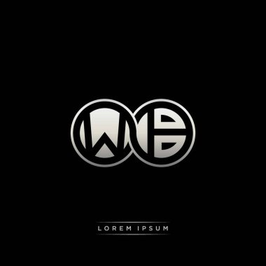 İlk harf bağlı daire sermaye monogramı logosu modern şablon altın rengi versiyonu siyah arkaplan üzerinde izole