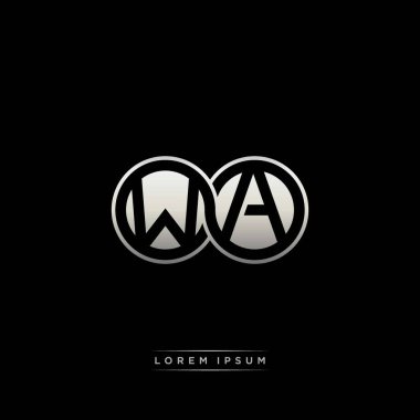 İlk harf bağlı daire sermaye monogramı logosu modern şablon altın rengi versiyonu siyah arkaplan üzerinde izole