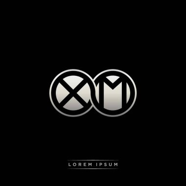 İlk harf bağlı daire sermaye monogramı logosu modern şablon altın rengi versiyonu siyah arkaplan üzerinde izole