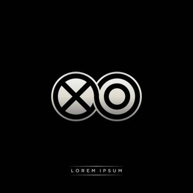 İlk harf bağlı daire sermaye monogramı logosu modern şablon altın rengi versiyonu siyah arkaplan üzerinde izole