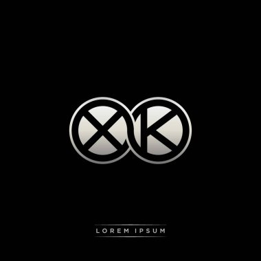 İlk harf bağlı daire sermaye monogramı logosu modern şablon altın rengi versiyonu siyah arkaplan üzerinde izole