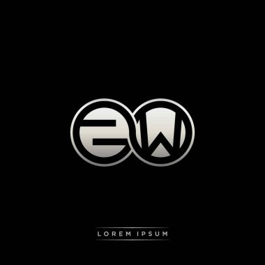 İlk harf bağlı daire sermaye monogramı logosu modern şablon altın rengi versiyonu siyah arkaplan üzerinde izole