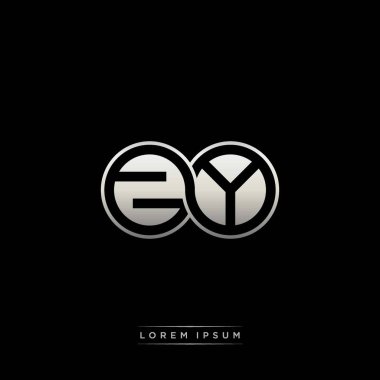 İlk harf bağlı daire sermaye monogramı logosu modern şablon altın rengi versiyonu siyah arkaplan üzerinde izole