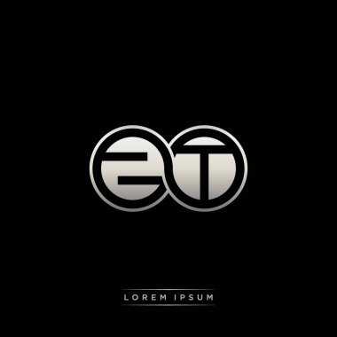 İlk harf bağlı daire sermaye monogramı logosu modern şablon altın rengi versiyonu siyah arkaplan üzerinde izole