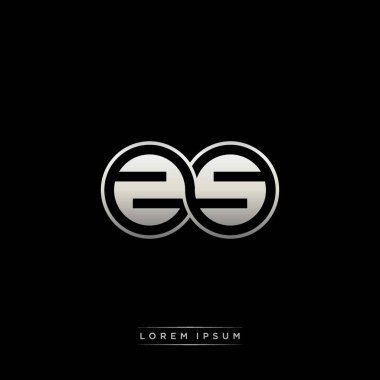 İlk harf bağlı daire sermaye monogramı logosu modern şablon altın rengi versiyonu siyah arkaplan üzerinde izole