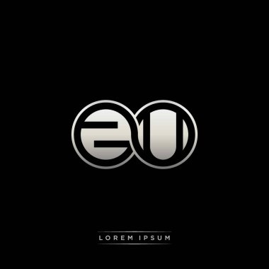 İlk harf bağlı daire sermaye monogramı logosu modern şablon altın rengi versiyonu siyah arkaplan üzerinde izole