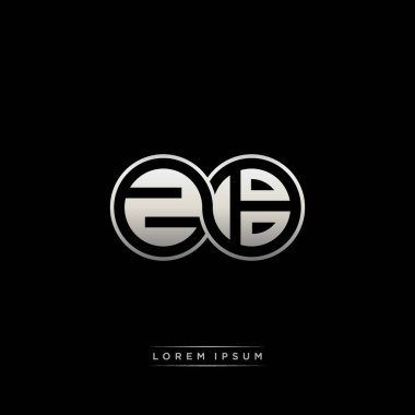 İlk harf bağlı daire sermaye monogramı logosu modern şablon altın rengi versiyonu siyah arkaplan üzerinde izole