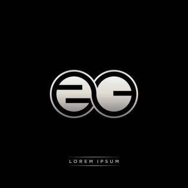 İlk harf bağlı daire sermaye monogramı logosu modern şablon altın rengi versiyonu siyah arkaplan üzerinde izole