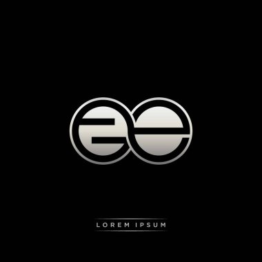 İlk harf bağlı daire sermaye monogramı logosu modern şablon altın rengi versiyonu siyah arkaplan üzerinde izole