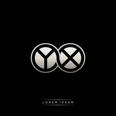 İlk harf bağlı daire sermaye monogramı logosu modern şablon altın rengi versiyonu siyah arkaplan üzerinde izole