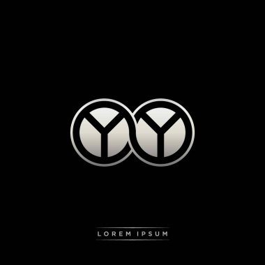 İlk harf bağlı daire sermaye monogramı logosu modern şablon altın rengi versiyonu siyah arkaplan üzerinde izole