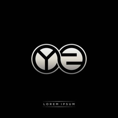 İlk harf bağlı daire sermaye monogramı logosu modern şablon altın rengi versiyonu siyah arkaplan üzerinde izole