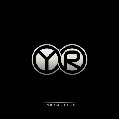 İlk harf bağlı daire sermaye monogramı logosu modern şablon altın rengi versiyonu siyah arkaplan üzerinde izole