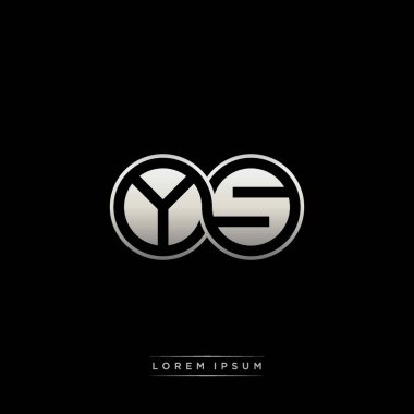 İlk harf bağlı daire sermaye monogramı logosu modern şablon altın rengi versiyonu siyah arkaplan üzerinde izole