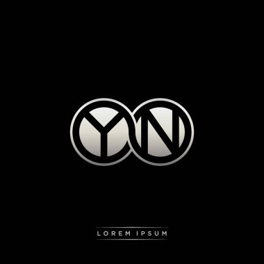 İlk harf bağlı daire sermaye monogramı logosu modern şablon altın rengi versiyonu siyah arkaplan üzerinde izole