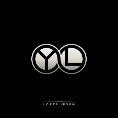 İlk harf bağlı daire sermaye monogramı logosu modern şablon altın rengi versiyonu siyah arkaplan üzerinde izole