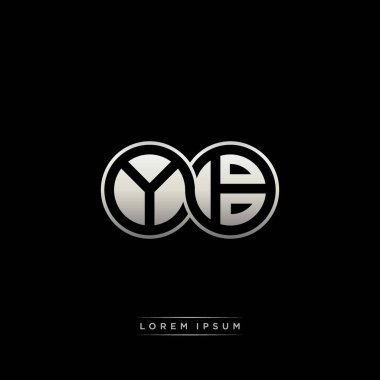 İlk harf bağlı daire sermaye monogramı logosu modern şablon altın rengi versiyonu siyah arkaplan üzerinde izole