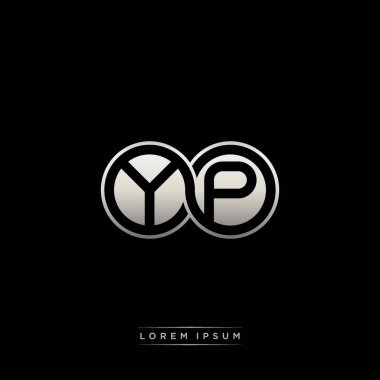 İlk harf bağlı daire sermaye monogramı logosu modern şablon altın rengi versiyonu siyah arkaplan üzerinde izole