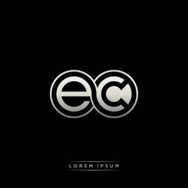 İlk harf bağlı daire sermaye monogramı logosu modern şablon altın rengi versiyonu siyah arkaplan üzerinde izole