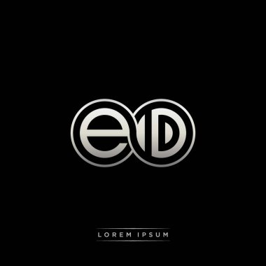 İlk harf bağlı daire sermaye monogramı logosu modern şablon altın rengi versiyonu siyah arkaplan üzerinde izole