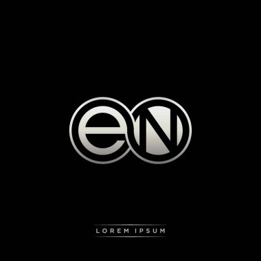 İlk harf bağlı daire sermaye monogramı logosu modern şablon altın rengi versiyonu siyah arkaplan üzerinde izole