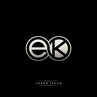 İlk harf bağlı daire sermaye monogramı logosu modern şablon altın rengi versiyonu siyah arkaplan üzerinde izole