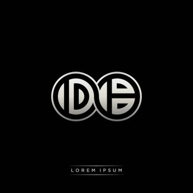 İlk harf bağlı daire sermaye monogramı logosu modern şablon altın rengi versiyonu siyah arkaplan üzerinde izole