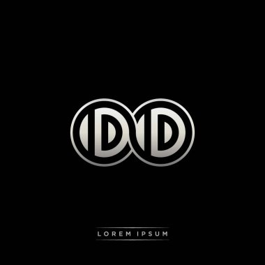 İlk harf bağlı daire sermaye monogramı logosu modern şablon altın rengi versiyonu siyah arkaplan üzerinde izole