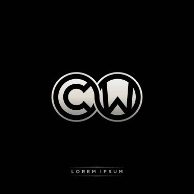 İlk harf bağlı daire sermaye monogramı logosu modern şablon altın rengi versiyonu siyah arkaplan üzerinde izole