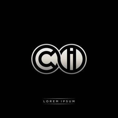 İlk harf bağlı daire sermaye monogramı logosu modern şablon altın rengi versiyonu siyah arkaplan üzerinde izole