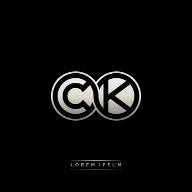 İlk harf bağlı daire sermaye monogramı logosu modern şablon altın rengi versiyonu siyah arkaplan üzerinde izole