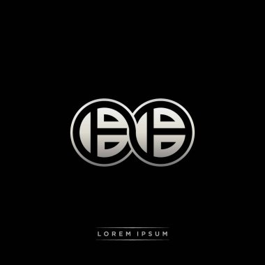 İlk harf bağlı daire sermaye monogramı logosu modern şablon altın rengi versiyonu siyah arkaplan üzerinde izole