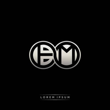 İlk harf bağlı daire sermaye monogramı logosu modern şablon altın rengi versiyonu siyah arkaplan üzerinde izole