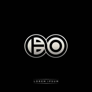 İlk harf bağlı daire sermaye monogramı logosu modern şablon altın rengi versiyonu siyah arkaplan üzerinde izole