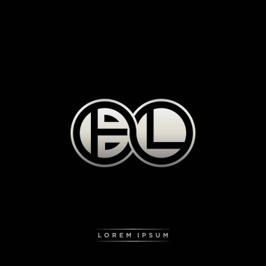 İlk harf bağlı daire sermaye monogramı logosu modern şablon altın rengi versiyonu siyah arkaplan üzerinde izole