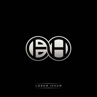 İlk harf bağlı daire sermaye monogramı logosu modern şablon altın rengi versiyonu siyah arkaplan üzerinde izole